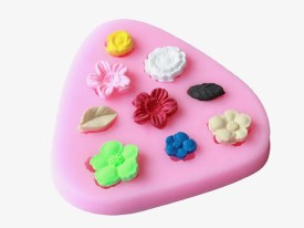 Molde silicona flores y hojas 
